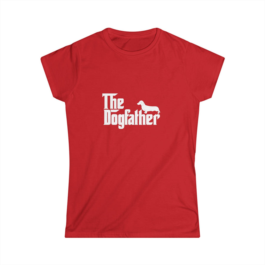 True Insights Damen T-Shirt Dackel Dogfather lustiges Dackel-Motiv in Rot