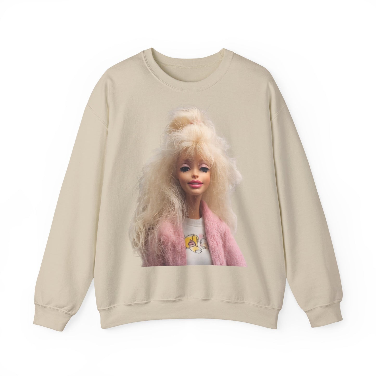 Retro Puppen Portrait T-Shirt Damen | 80er Jahre Blond Doll Fashion Shirt | Pinke Jacke Vintage Style Geschenk