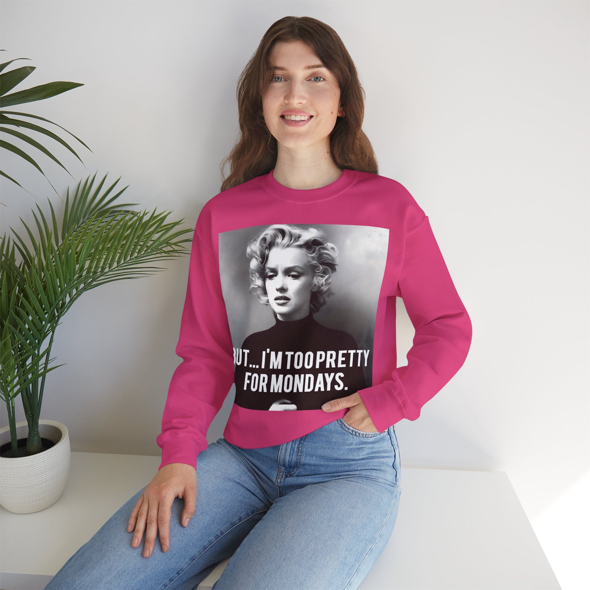Sweatshirt – Sweatshirt – Too Pretty for Mondays – Retro Statement Pullover | True Insights Design mit Humor