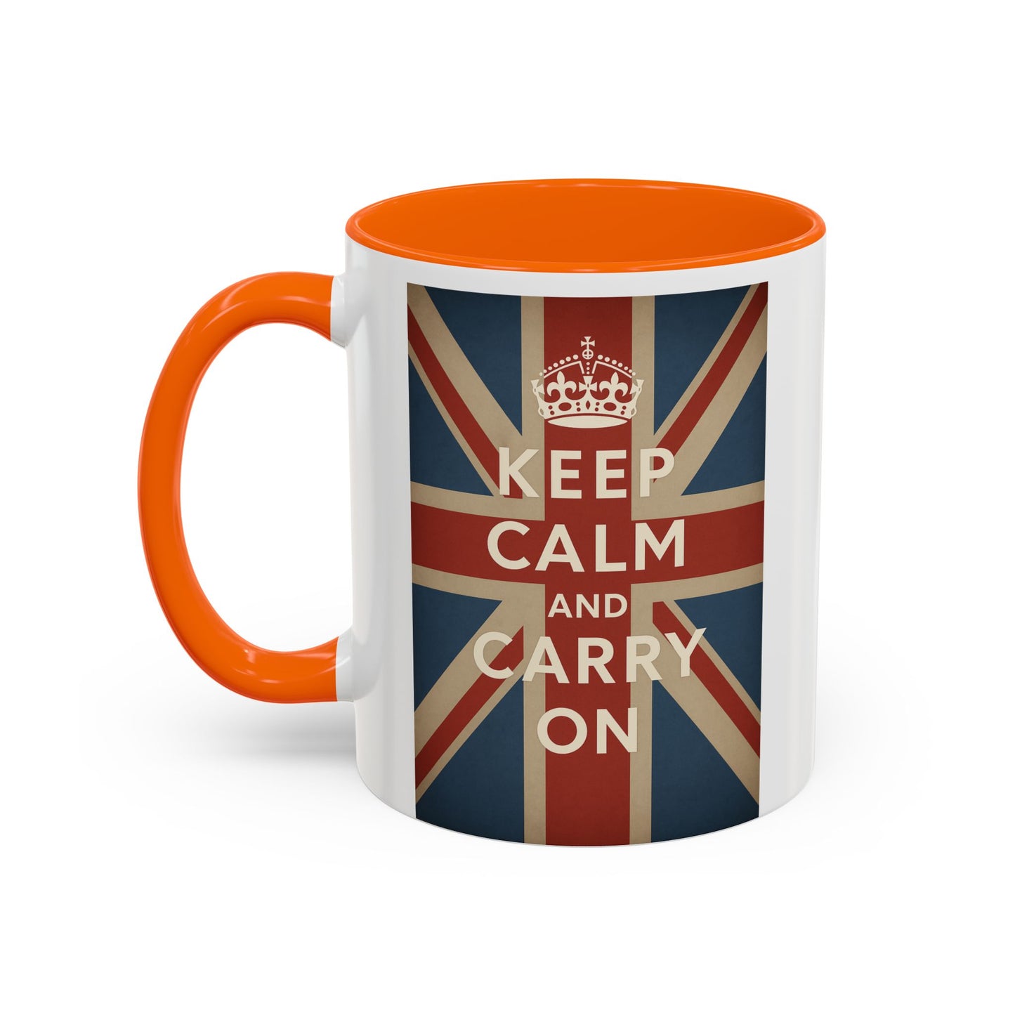 Mug Keep Calm and Carry On – Tasse Union Jack rétro British avec couronne