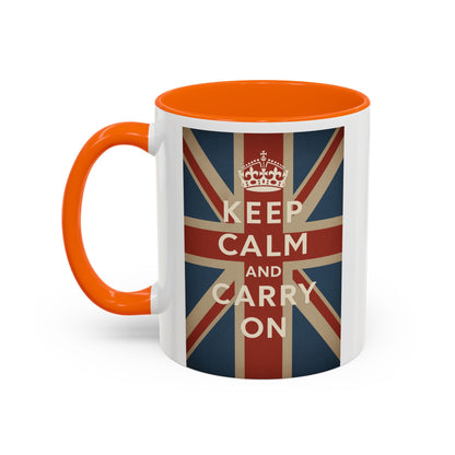 Mug Keep Calm and Carry On – Tasse Union Jack rétro British avec couronne