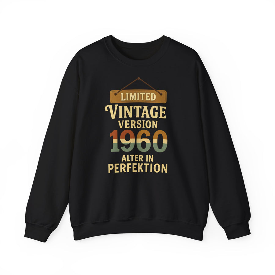 Geschenk zum 66. Geburtstag – Pullover Jahrgang 1960 Limited Vintage – Black – Vorderseite