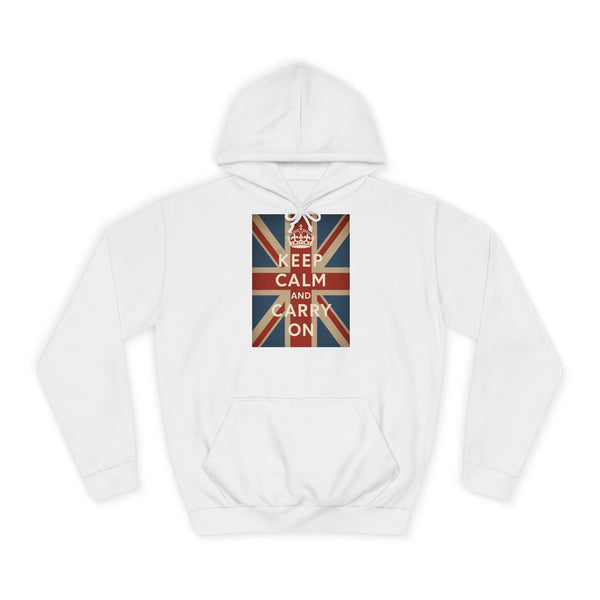 Sweat à Capuche Keep Calm and Carry On – Union Jack Drapeau Britannique Couronne Vintage Rétro pour Fans du UK