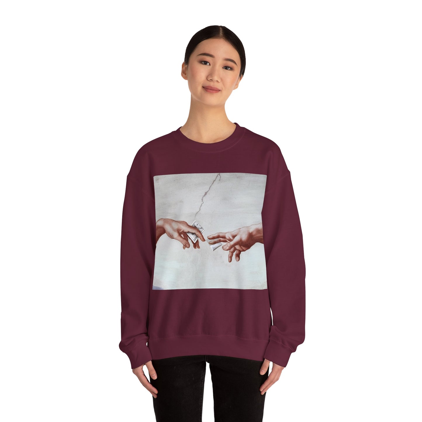 Sweatshirt – The Deal Sweatshirt – Satirische Kunst trifft Streetwear | Michelangelo Meme Design | True Insights Design mit Humor