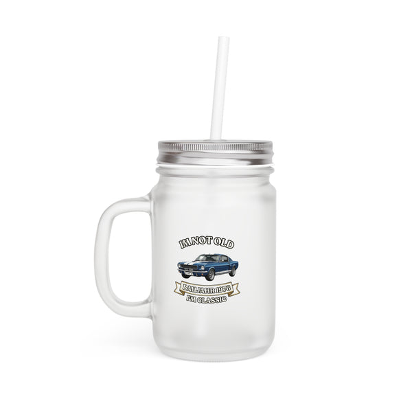 True Insights Trinkglas Baujahr 1976 Oldtimer Mason Jar transparent mit Spruch Im Not Old Im Classic
