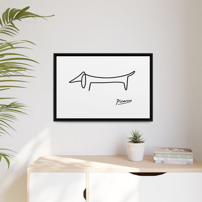 Picasso-Dackel Line-Art Leinwand | Minimalistisches Wandbild | Modernes Hunde-Kunstwerk