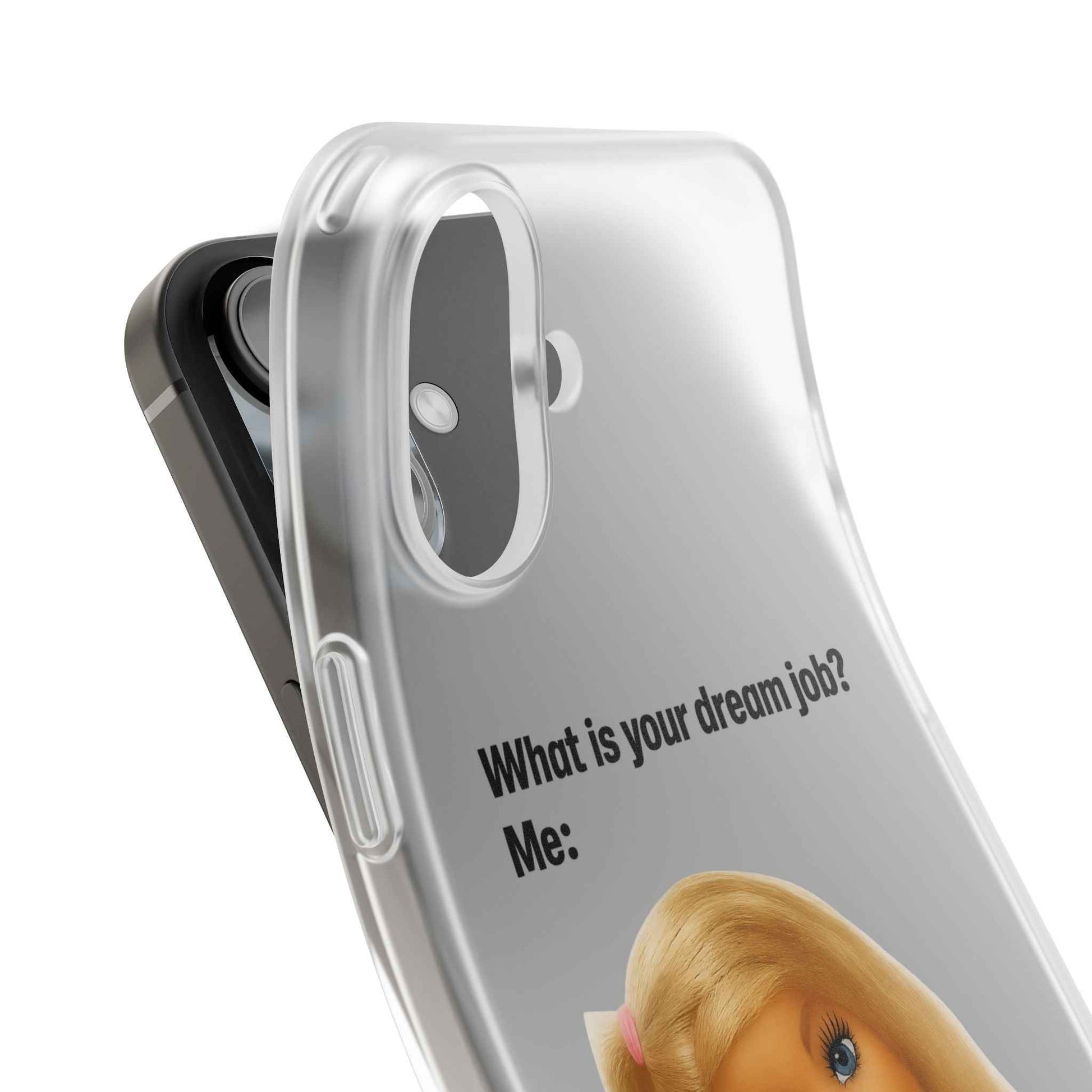 Traumjob Handyhülle – Satirische Anti-Work Phone Case mit Puppen-Illustration
