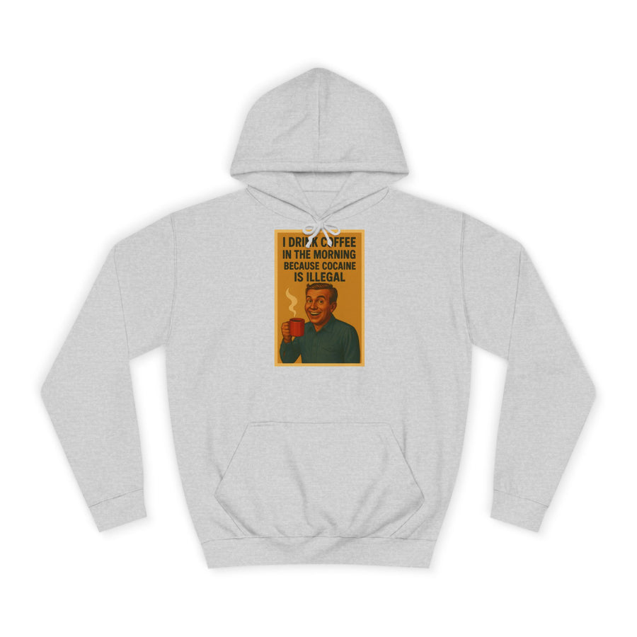 True Insights I Drink Coffee Because Cocaine Is Illegal Hoodie – Retro-Motiv für Kaffee-Liebhaber in Heather Grey