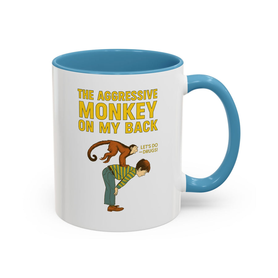 Mug Aggressive Monkey On My Back - Tasse drôle rétro vintage