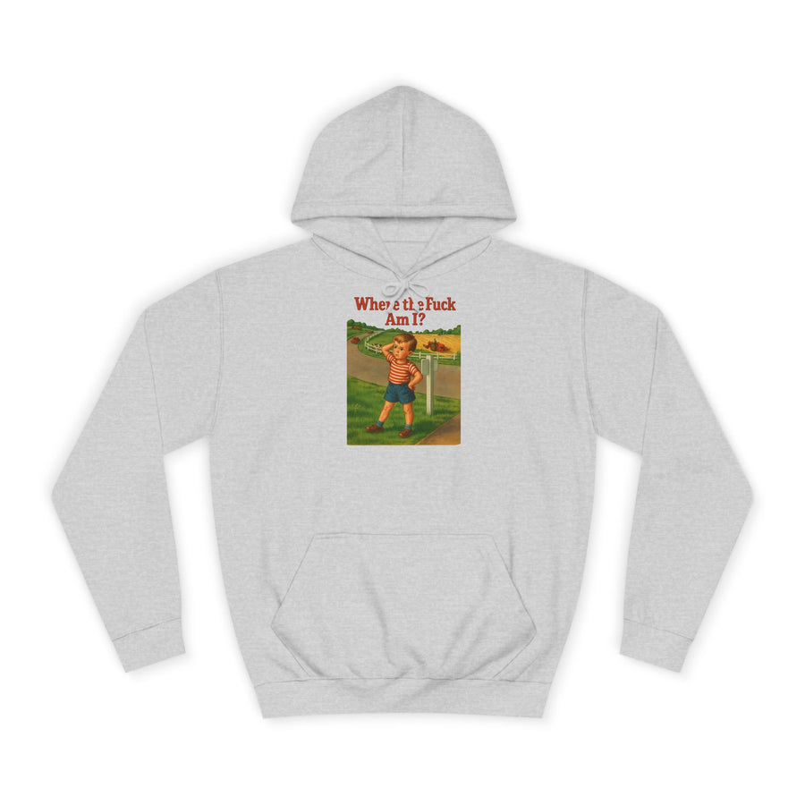 True Insights Where the F*ck Am I? Hoodie – Vintage-Motiv mit nostalgischem Lost-Boy in Heather Grey