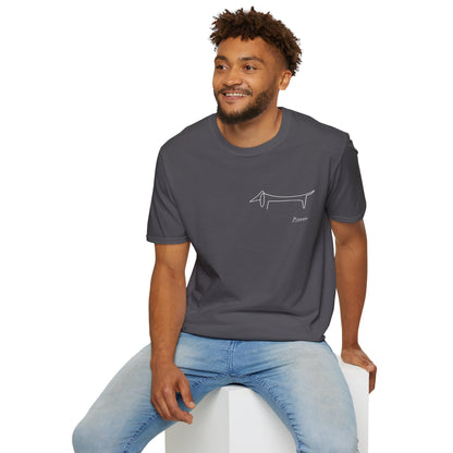 Picasso Dackel T-Shirt – Minimalistische Hundelinie mit Kultfaktor - kleines Motiv