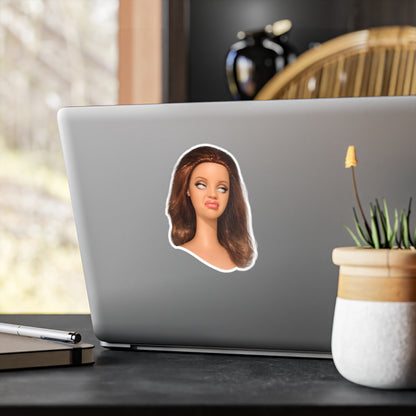 Lustiger Puppen-Sticker mit genervtem Blick – Meme Aufkleber für Laptop, Handy & Wasserflasche – witziges Geschenk