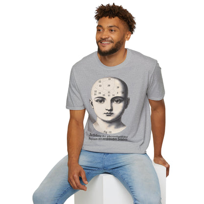 Phrenologie T-Shirt – Vintage Schädelillustration | Wissenschaft trifft Ästhetik – Freches Satire-Design für mutige Statements | True Insights