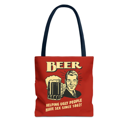 Beer Tote Bag - Helping Ugly People Have Sex Since 1862 - Lustige Retro Bier Einkaufstasche - Vintage Parodie Geschenk