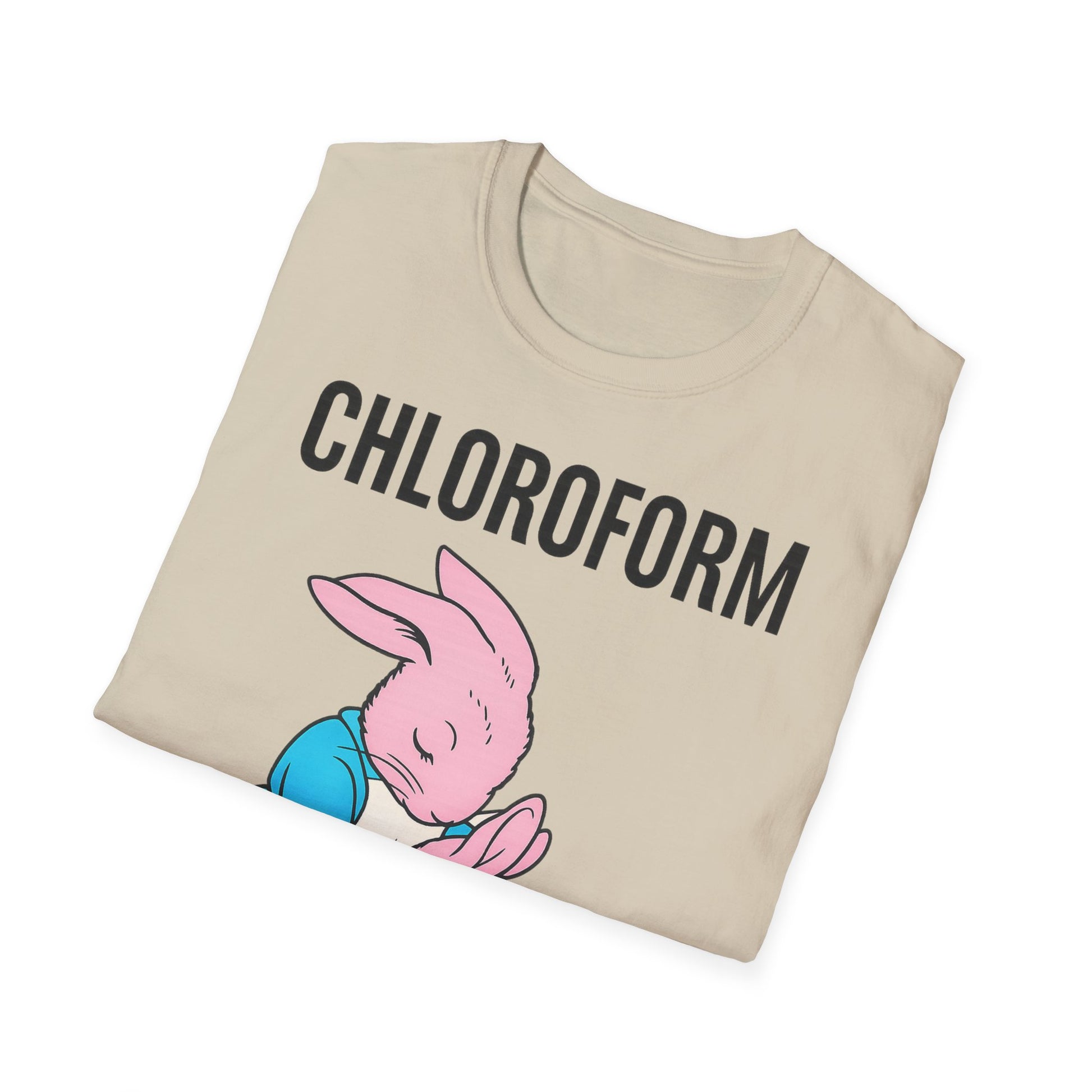 „CHLOROFORM“ – Satirisches Cartoon-T-Shirt mit Kuschelfalle – Freches Satire-Design für mutige Statements | True Insights