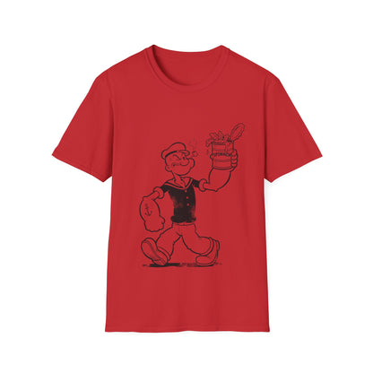 Popeye Spinat Dose T-Shirt Unisex – Retro Comic Kult Sailor Cartoon Fan Shirt Geschenk