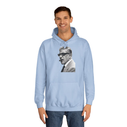 Aristoteles Onassis Hoodie – Ikonisches Portrait mit Zigarre & Brille | Vintage Schwarz-Weiß Kult Kapuzenpullover