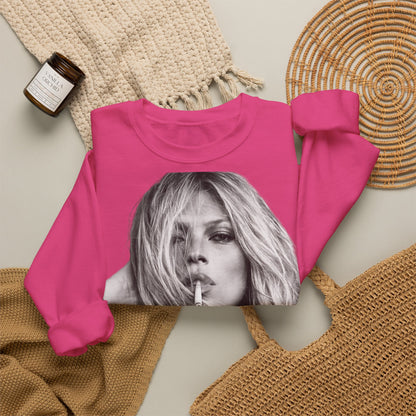 Kate Moss Sweatshirt – Schwarz-Weiß Portrait Kult-Pullover für Fashion & Vintage Fans, ikonisches Model Motiv