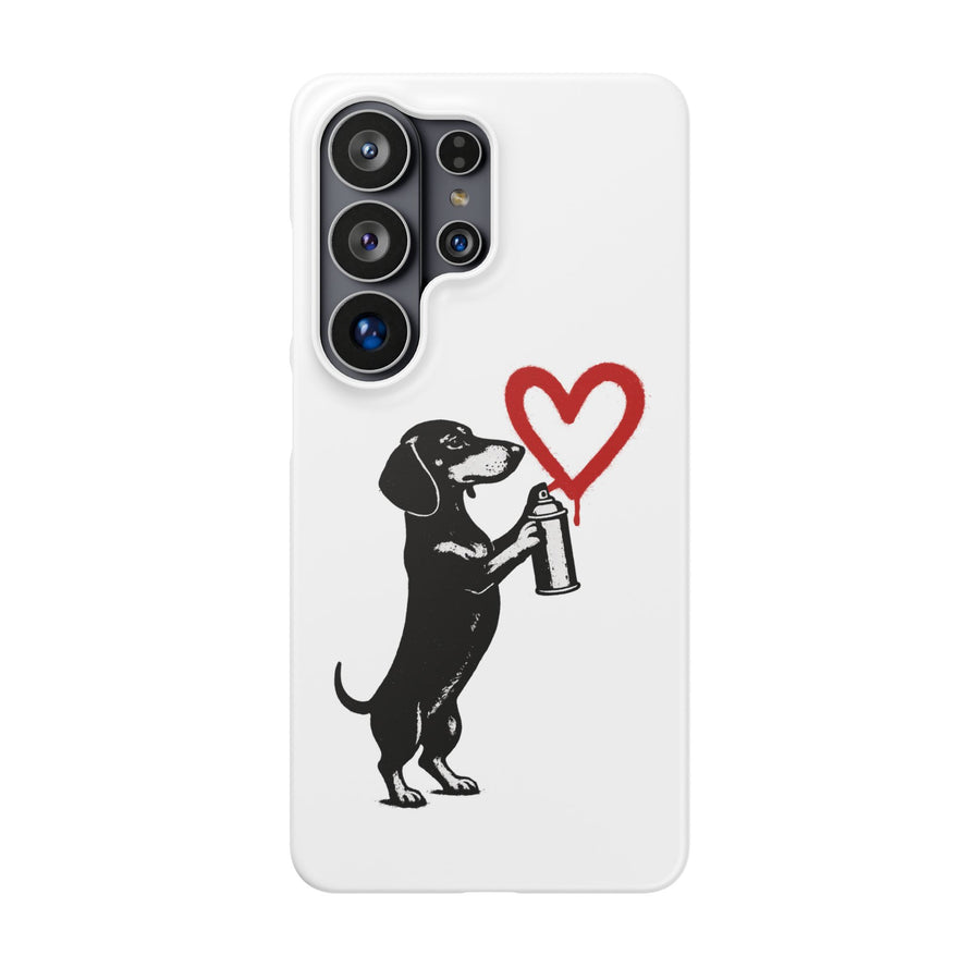 True Insights Banksy Dackel Handyhülle – Street-Art Design mit rotem Herz in Samsung Galaxy S26 Ultra