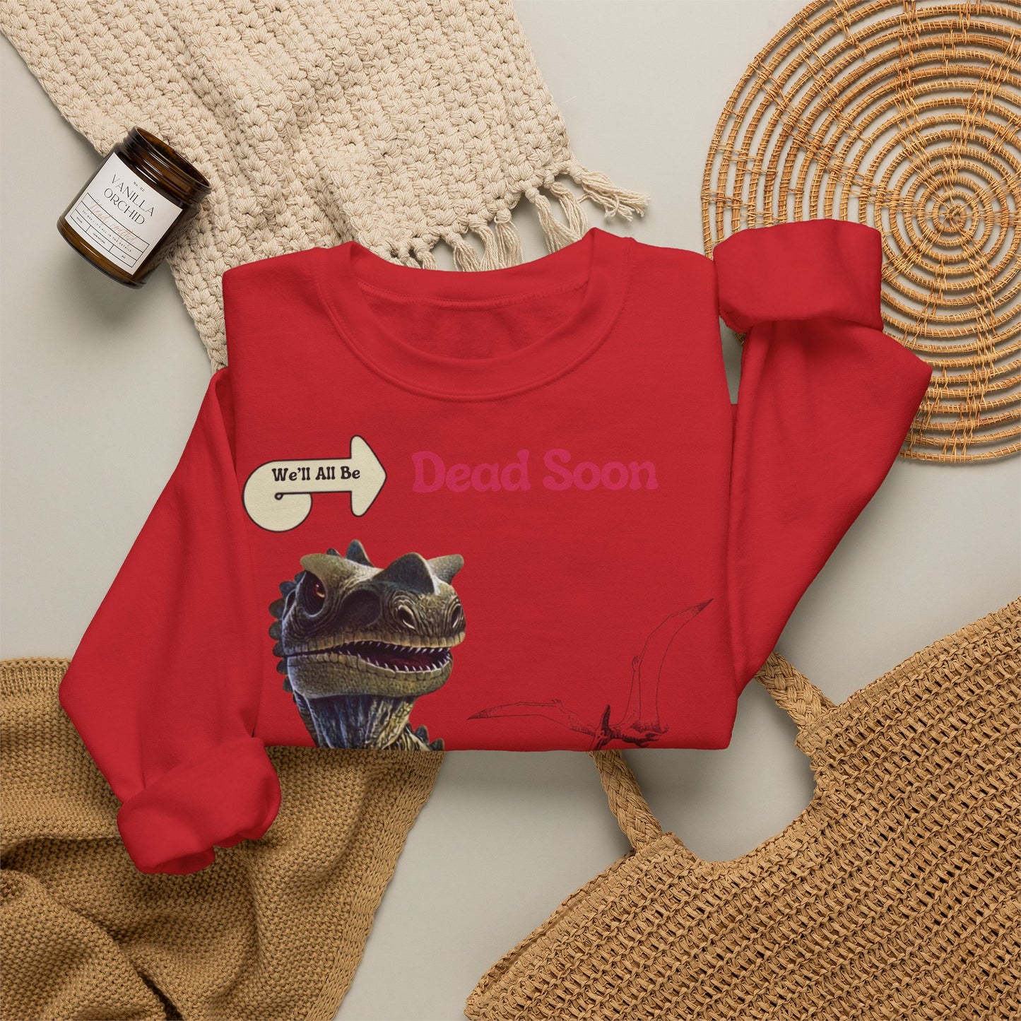 We'll All Be Dead Soon T-Shirt Unisex – Lustiges Dinosaurier Statement Shirt mit Flugsaurier, Sarkasmus & Nihilismus