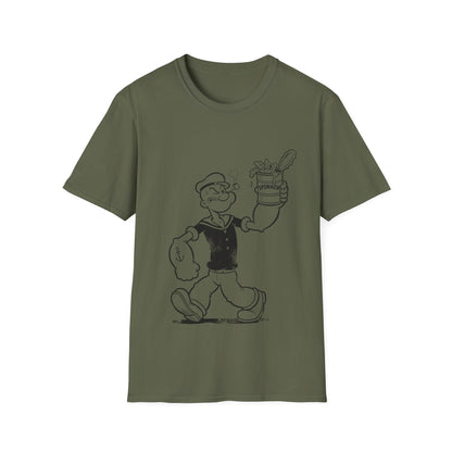 Popeye Spinat Dose T-Shirt Unisex – Retro Comic Kult Sailor Cartoon Fan Shirt Geschenk
