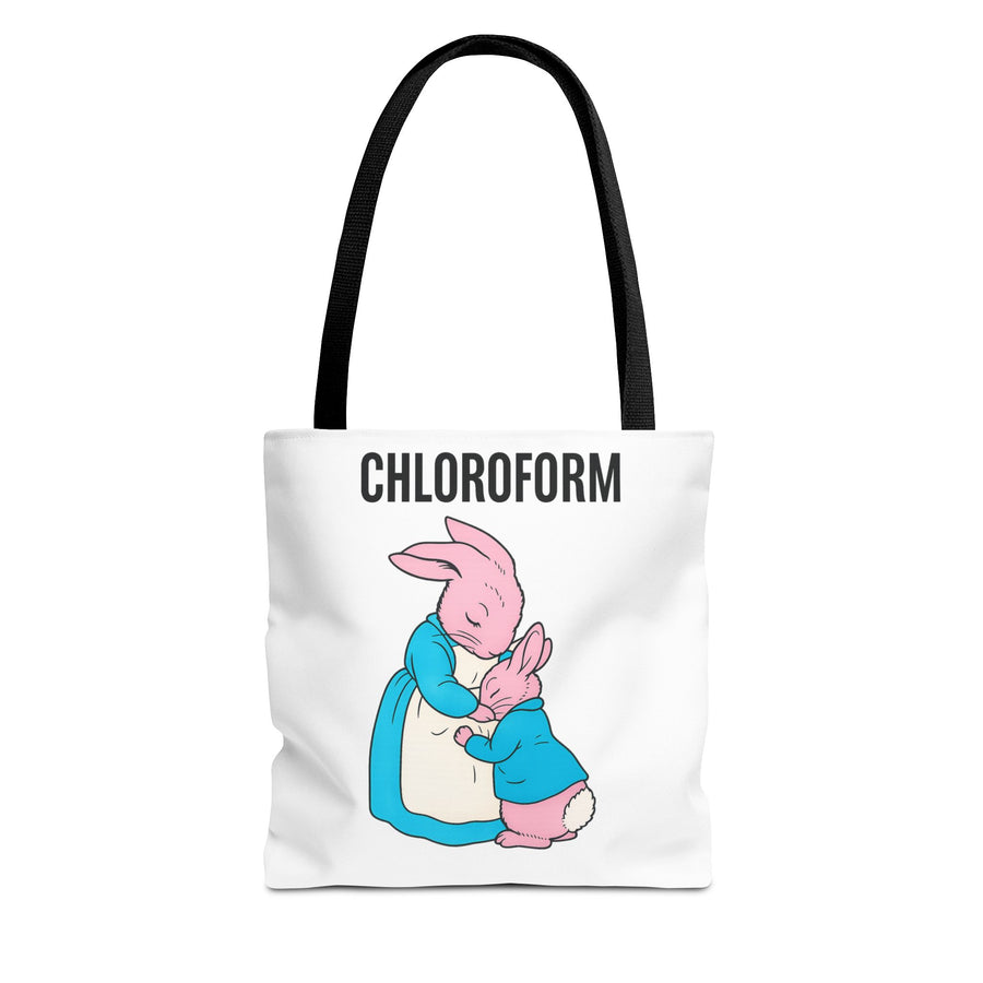 Chloroform Hasen Tote Bag - Lustige Parodie Stoffbeutel mit niedlichem Bunny Motiv - Schwarzer Humor Geschenk
