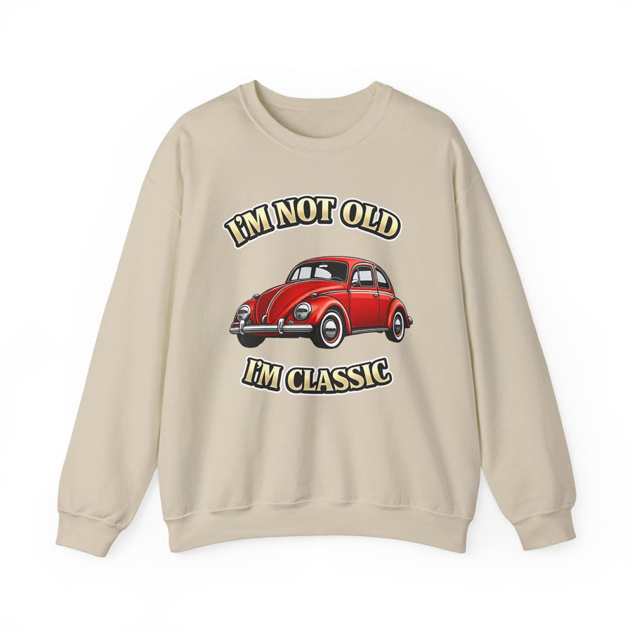 True Insights Vintage VW Käfer Sweatshirt – I'm Not Old I'm Classic Geschenk für Käfer-Fans in Sand