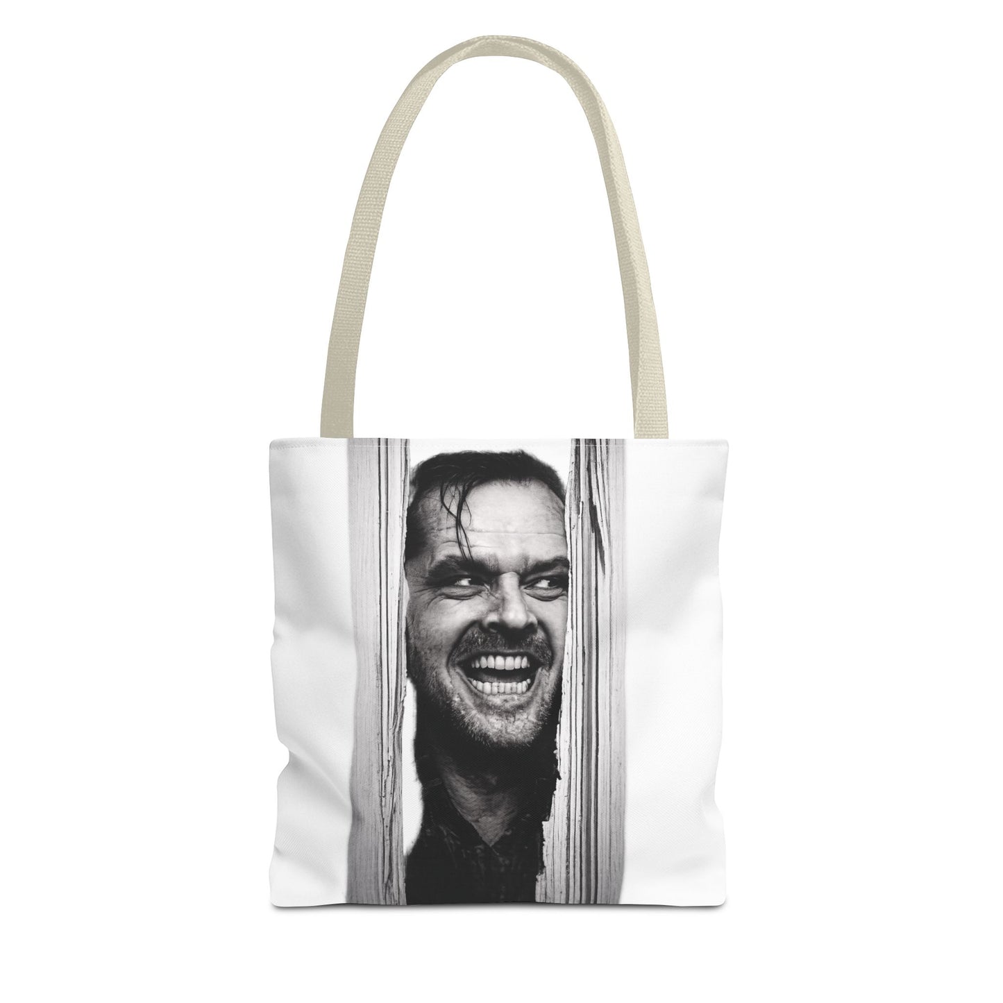 The Shining Tote Bag – Jack Torrance Jack Nicholson Kult-Horror Motiv – Schwarz-Weiß Stofftasche für Filmfans & Horror-Liebhaber