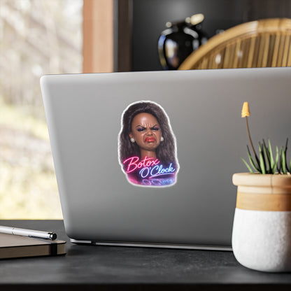 Botox O'Clock Sticker – Lustiges Beauty-Meme Aufkleber, Grimasse Neon-Design, Geschenk für Botox-Fans & Kosmetik-Liebhaber