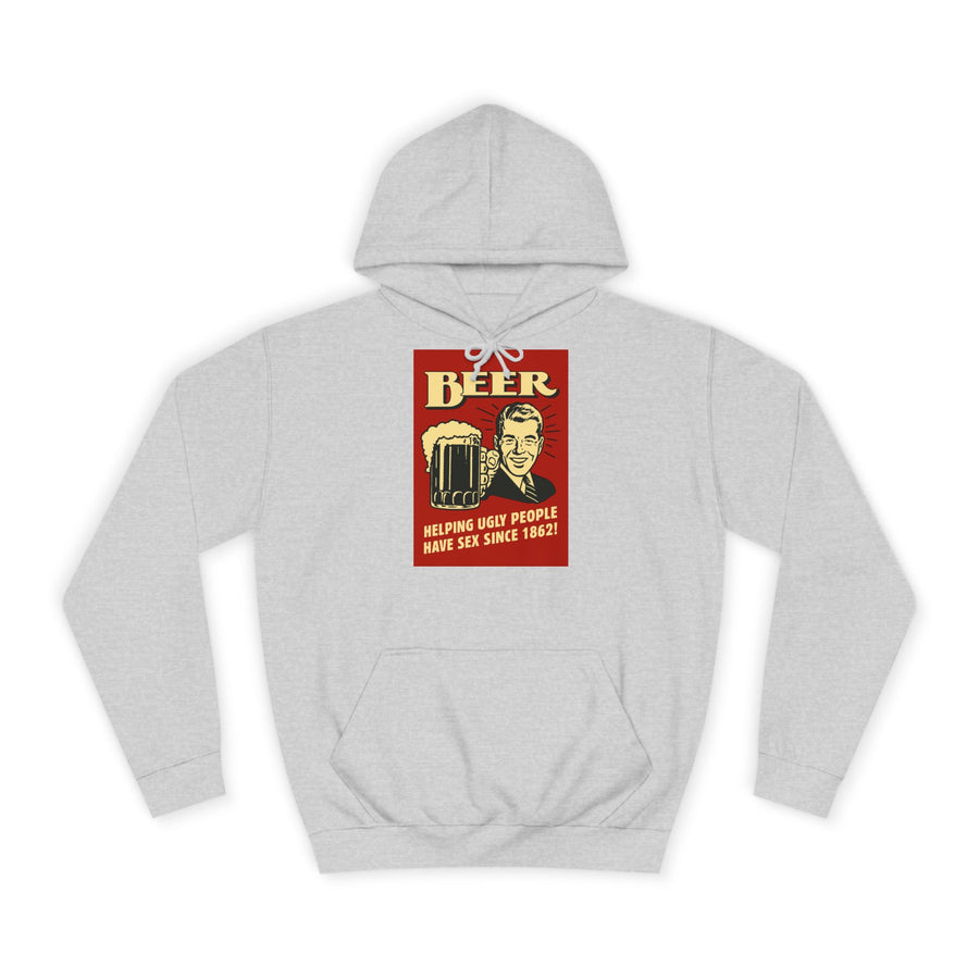 BEER Hoodie Rétro Vintage Bière Humour - Helping Ugly People - Cadeau drôle amateurs de bière, fête & homme