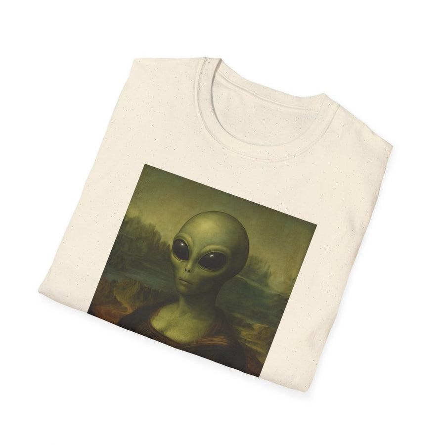 True Insights T-Shirt Mona Alien Kunstparodie Extraterrestrik, getragen im Alltag mit satirischem Alien-Print