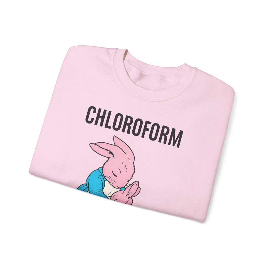 True Insights CHLOROFORM Hase Sweatshirt – Schwarzer Humor mit Häschen-Motiv