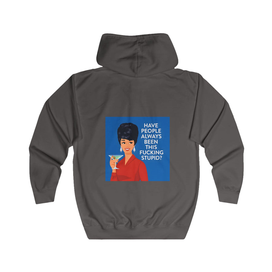 Have People Always Been This Stupid? Zip-Hoodie – Retro-Pop-Art-Motiv mit Martini