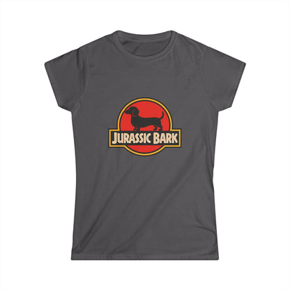 Jurassic Bark Dackel Damen T-Shirt - Lustiges Hunde Shirt für Dackelbesitzer & Filmfans