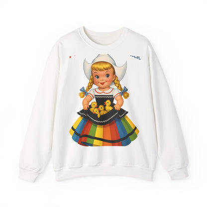 I Don't Give A Duck Sweatshirt - Lustiges Retro Holländermädchen mit Entchen, Vintage Humor Geschenk