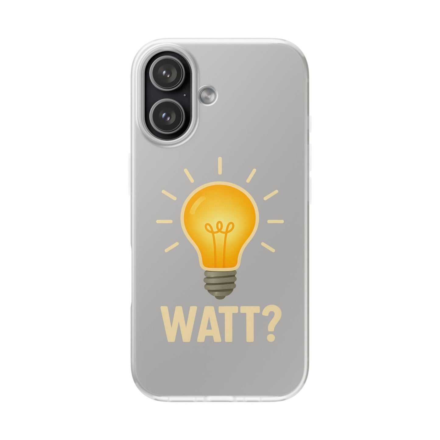 Coque de téléphone WATT? avec motif ampoule | Protection ludique pour les passionnés de technologie et d'électronique