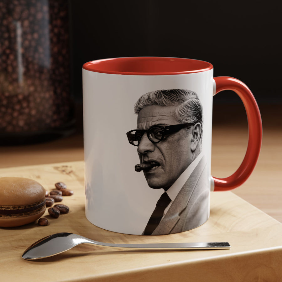 Mug Aristoteles Onassis – Portrait noir & blanc avec cigare & lunettes | Mug coloré pour fans d'histoire & de style