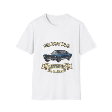 True Insights T-Shirt Baujahr 1976 Vintage Muscle Car Motiv in Weiß, Geschenk zum 50. Geburtstag für Oldtimer Fans