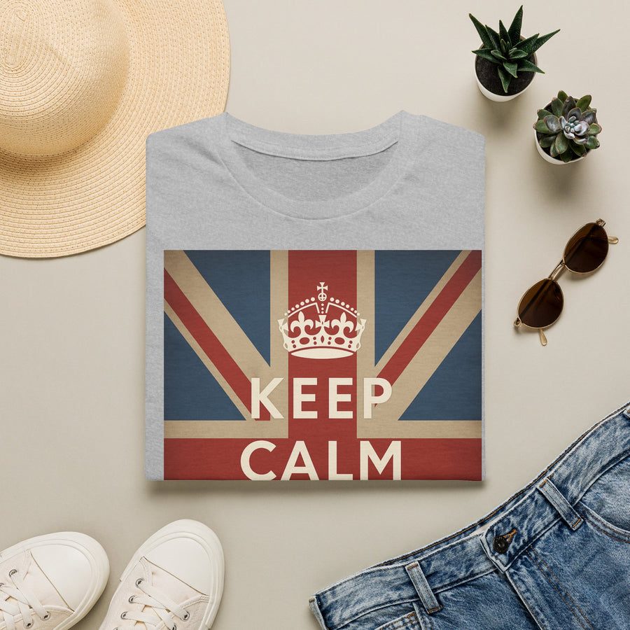 True Insights T-Shirt Keep Calm and Carry On Union Jack Vintage Detailansicht des Drucks, britische Flagge