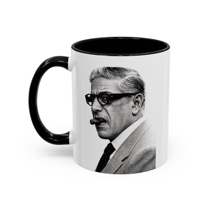 Aristoteles Onassis Kaffeetasse – Schwarz-Weiß Porträt mit Zigarre & Brille | Bunte Tasse für Geschichts- & Stil-Fans