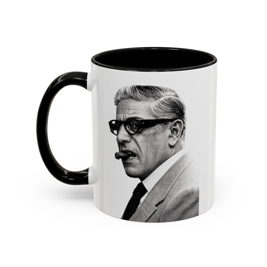Mug Aristoteles Onassis – Portrait noir & blanc avec cigare & lunettes | Mug coloré pour fans d'histoire & de style
