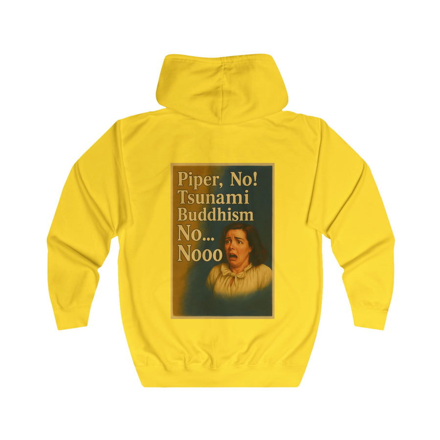Piper, No! Tsunami. Buddhism. Zip-Hoodie – Dramamotief in retrostijl