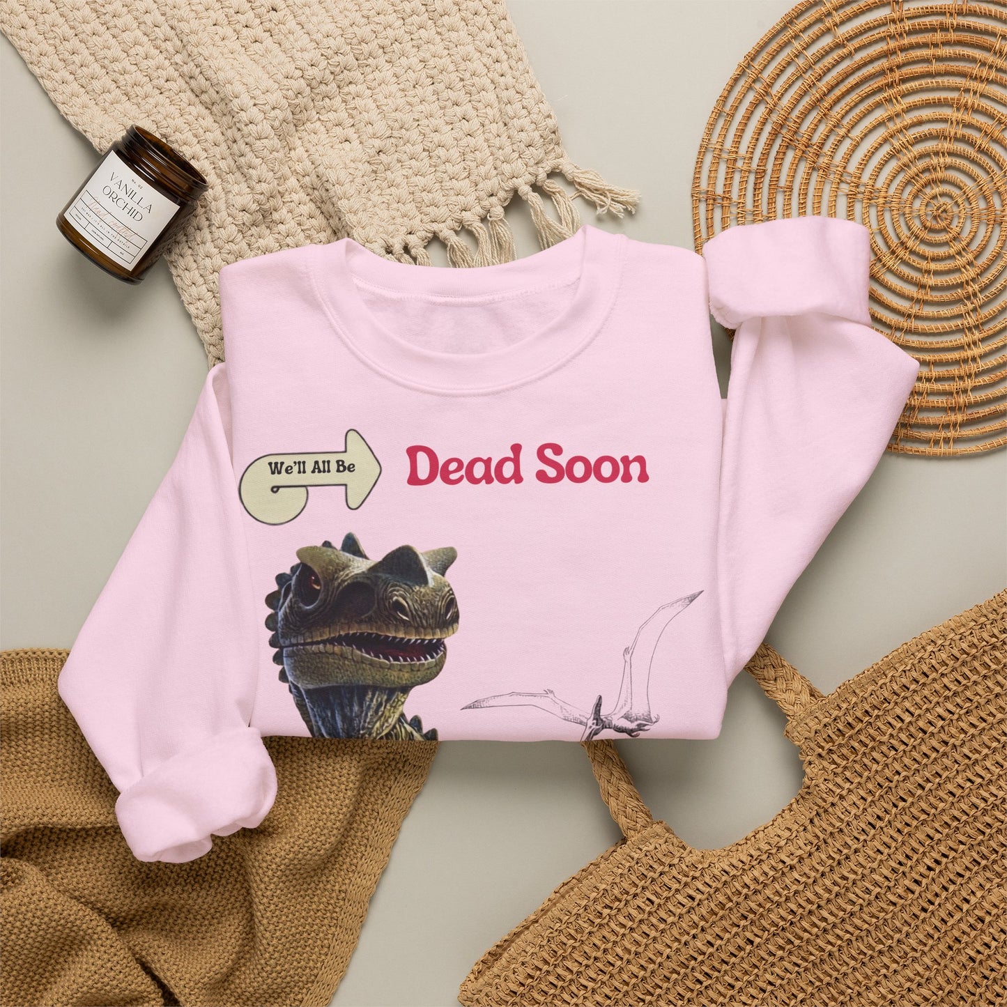 We'll All Be Dead Soon T-Shirt Unisex – Lustiges Dinosaurier Statement Shirt mit Flugsaurier, Sarkasmus & Nihilismus