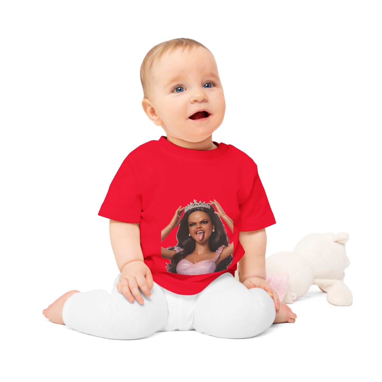 Barbicore Baby T-Shirt – Freche Prinzessin mit Krone & Zunge raus | Lustiges Diva-Motiv für Babys & Kleinkinder