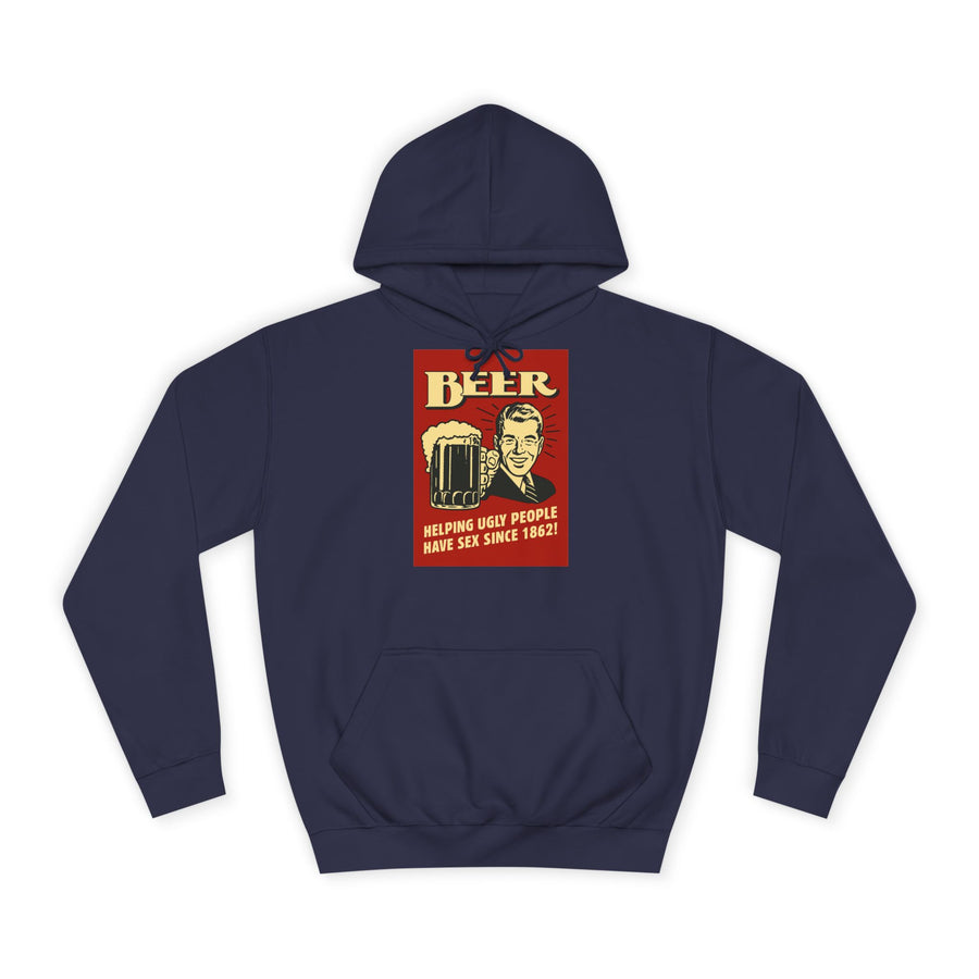 BEER Hoodie Rétro Vintage Bière Humour - Helping Ugly People - Cadeau drôle amateurs de bière, fête & homme