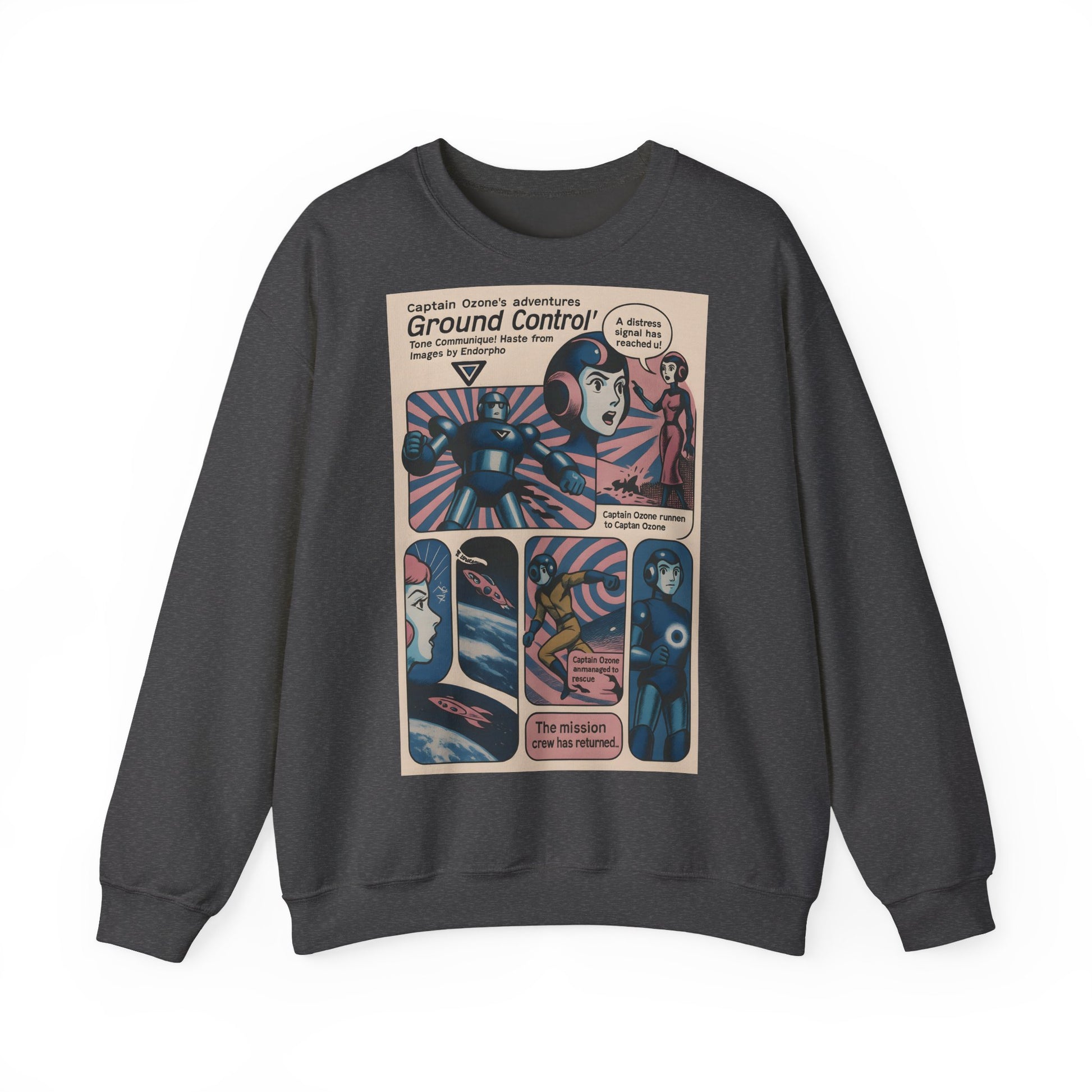 Retro Space Comic Sweatshirt – Captain Ozone „Ground Control“ Edition