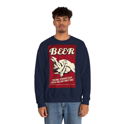 Sweatshirt – Witziges Retro Bier Sweatshirt – BEER - Helping Straight Guys Cross the Line Since 1862! Partywear Statement | True Insights Design mit Humor
