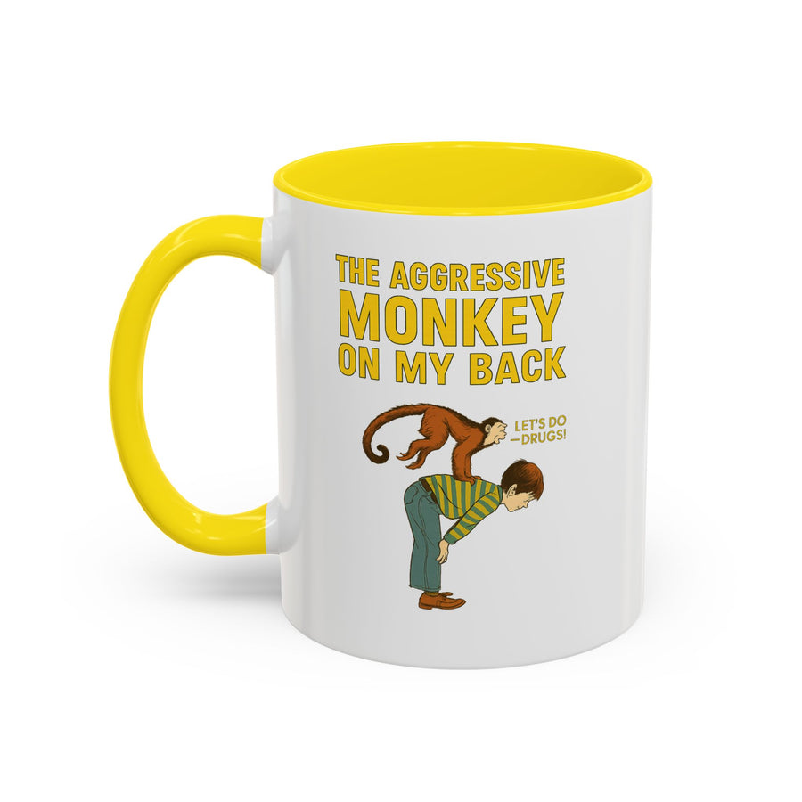 Mug Aggressive Monkey On My Back - Tasse drôle rétro vintage