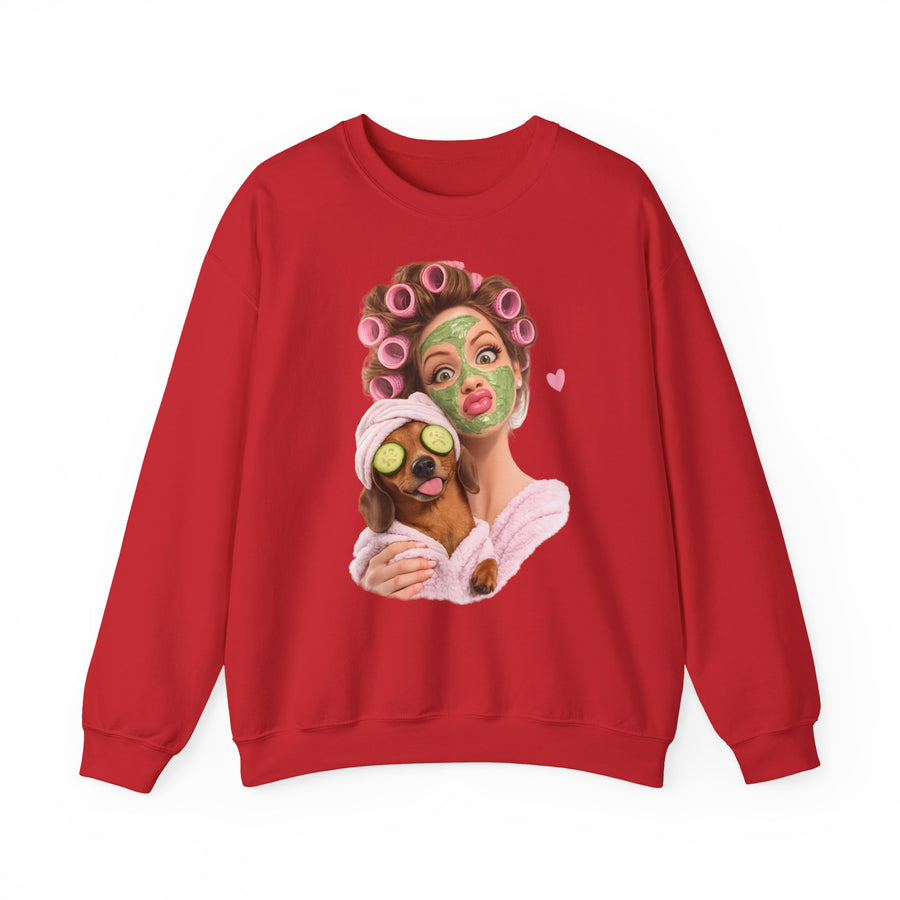 True Insights Dackel Spa Sweatshirt – Lustiges Wellness-Motiv mit Dackel in Red