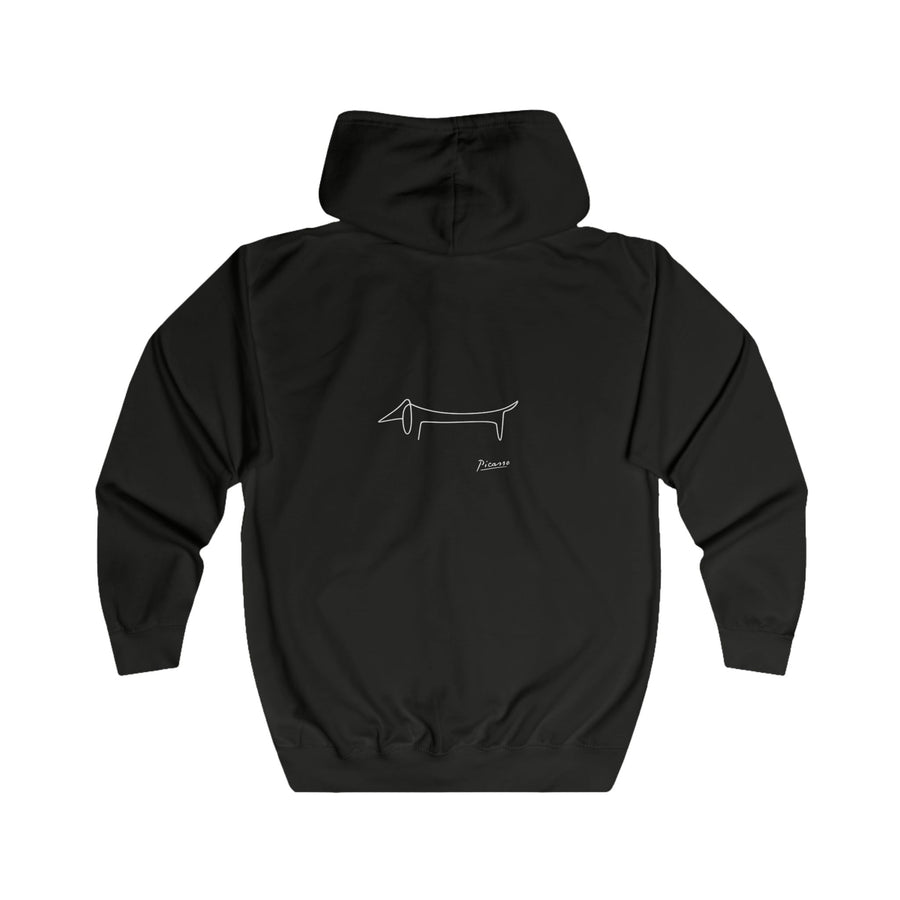 Picasso Dackel Zip-Hoodie – Minimalistische Dackel-Linienzeichnung